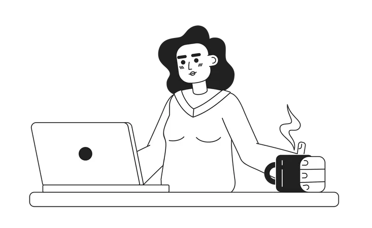 Female programmer working on project  Illustration
