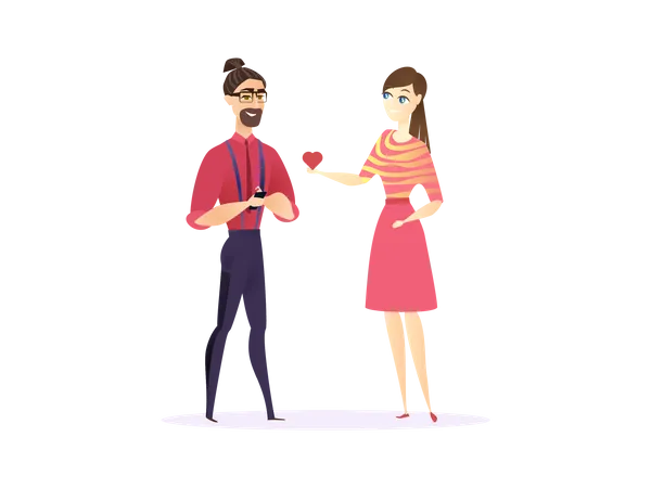 Female proposing male employee Illustration