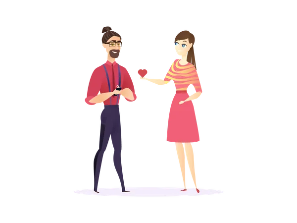 Female proposing male employee  Illustration