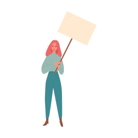 Female protester with blank board Illustration