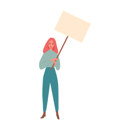 Female protester with blank board  Illustration