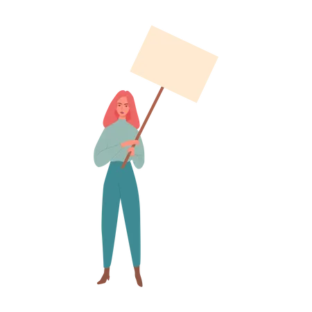 Female protester with blank board  Illustration