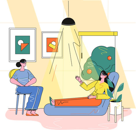 Female psychologist treating patient  Illustration