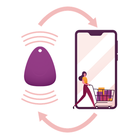 Female Pushing Shopping Trolley  Illustration