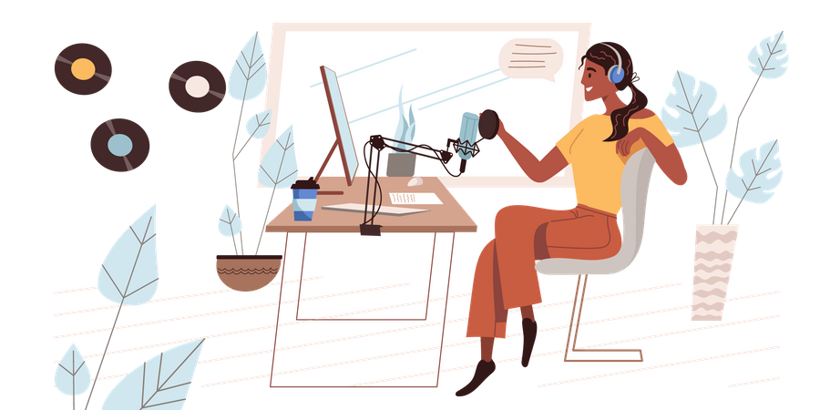 Female Radio jockey  Illustration