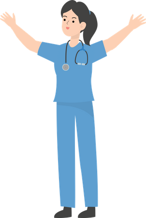 Female raising hands  Illustration