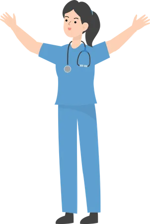 Female raising hands  Illustration