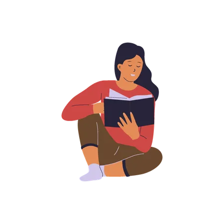 Vector Character Of Woman Sitting Relaxed While Reading A Book Vector Flat Illustration Illustration