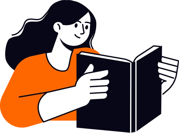 Female Reading Book  일러스트레이션