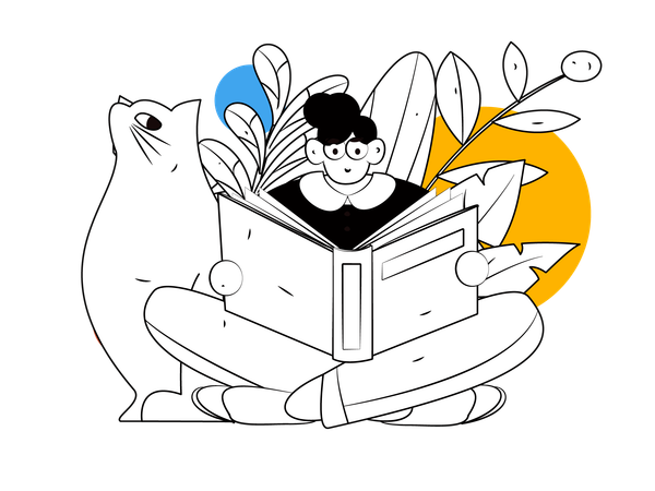 Female reading book  Illustration