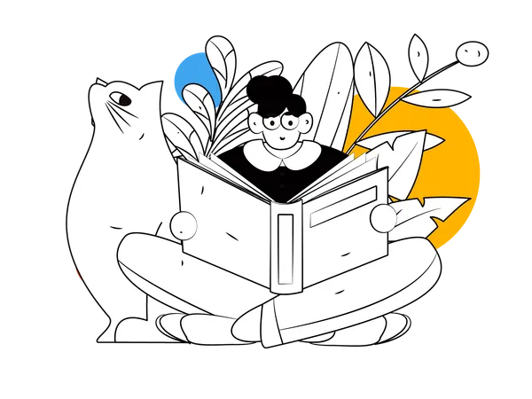 Female reading book  Illustration