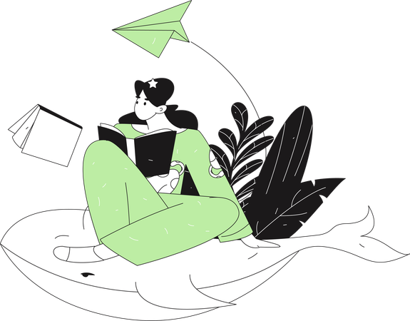 Female reading book  Illustration
