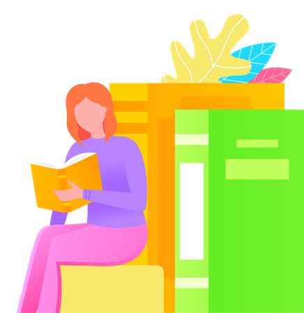 Female Reading Book Illustration