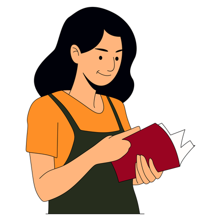 Female Reading Book  Illustration