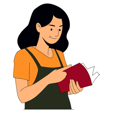 Female Reading Book  Illustration