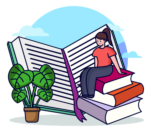 Female Reading Book  Illustration