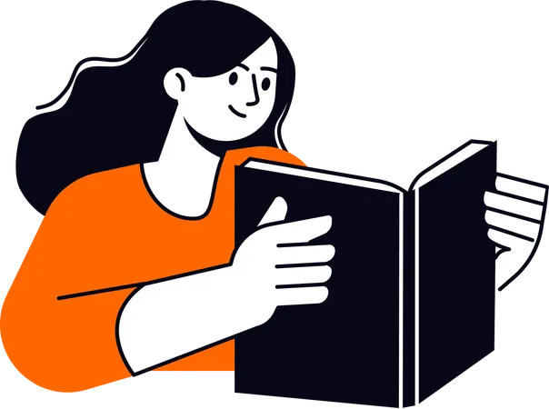 Female Reading Book  Illustration