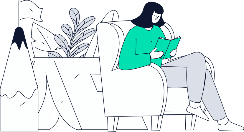 Female reading book  Illustration