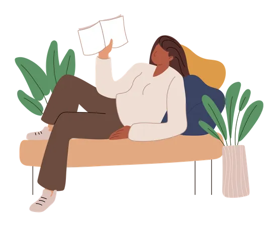 Female reading book  Illustration