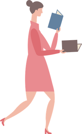 Female Reading Books  Illustration