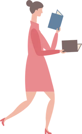 Female Reading Books  Illustration