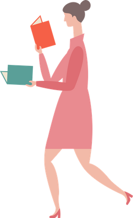 Female Reading Books  Illustration