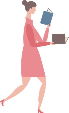 Female Reading Books  Illustration