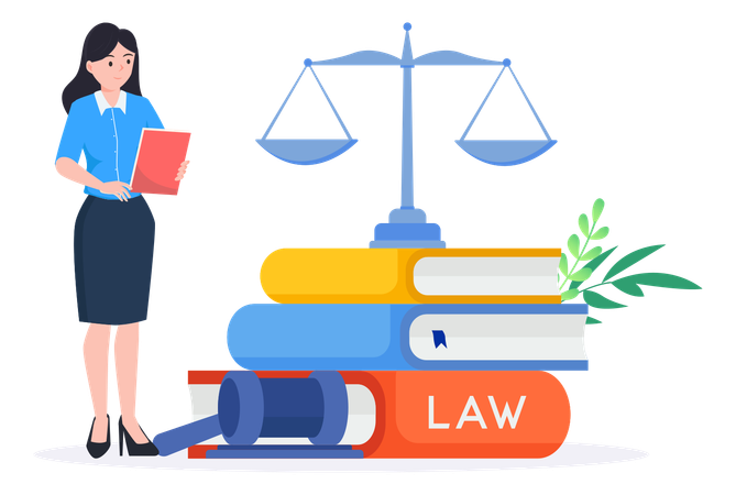 Female reading law books  Illustration