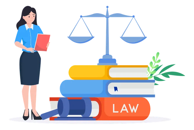 Female reading law books  Illustration