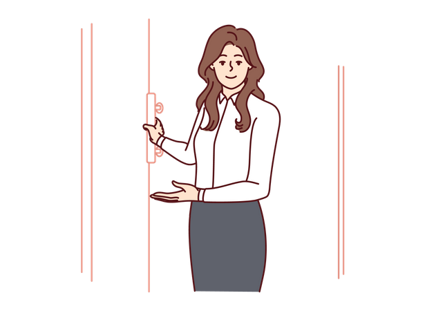 Female real estate seller presenting house  Illustration