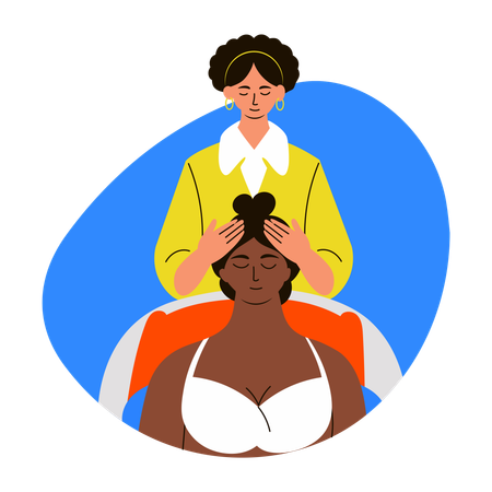 Female receiving Head massage  Illustration