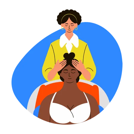 Female receiving Head massage  Illustration