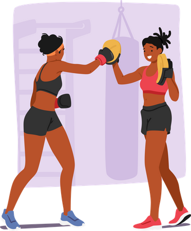 Female Receiving Personalized Guidance And Support From Personal Coach During Boxing Training  Illustration