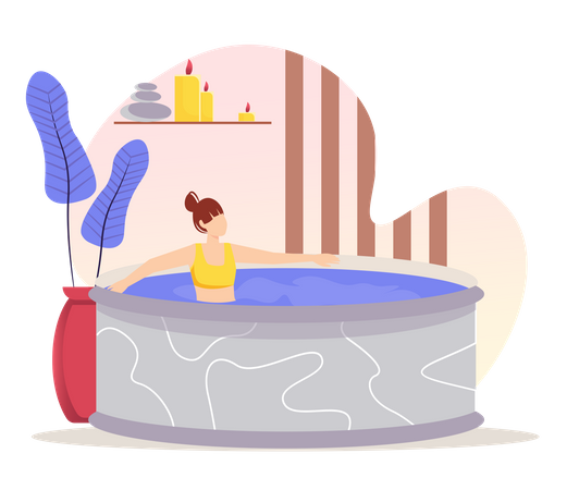 Female relaxing inside bathtub Illustration