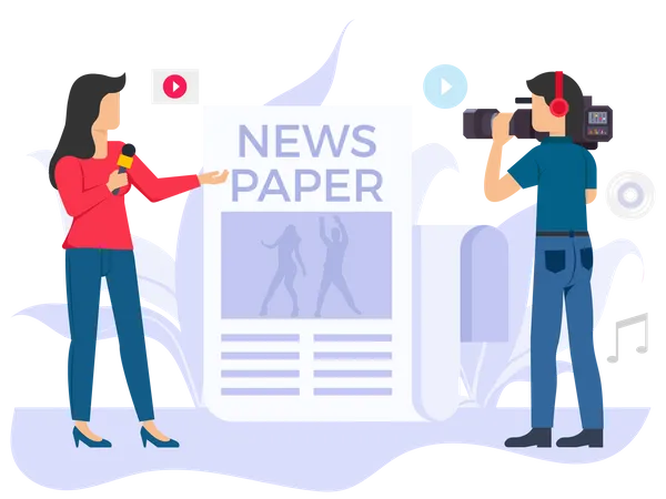 Female reporter doing news reporting  Illustration