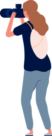 Female Reporter With Camera Illustration