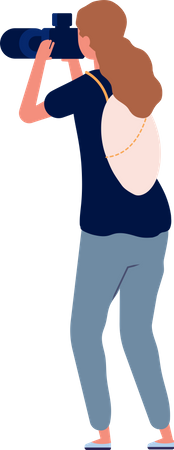 Female Reporter With Camera  Illustration