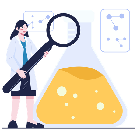 Female researcher doing Molecular Exploration  Illustration