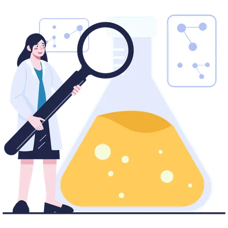 Female researcher doing Molecular Exploration  Illustration