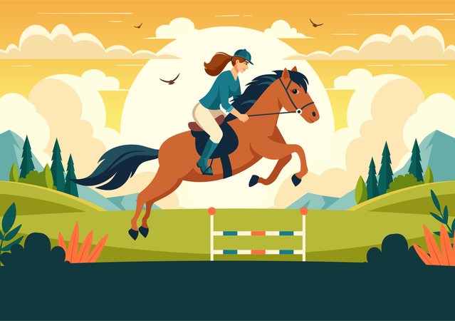Female rider participate in Horse Racing Competition  Illustration