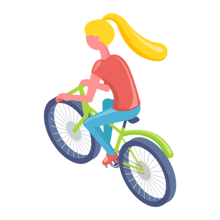 Female riding bicycle  Illustration