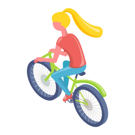 Female riding bicycle  Illustration