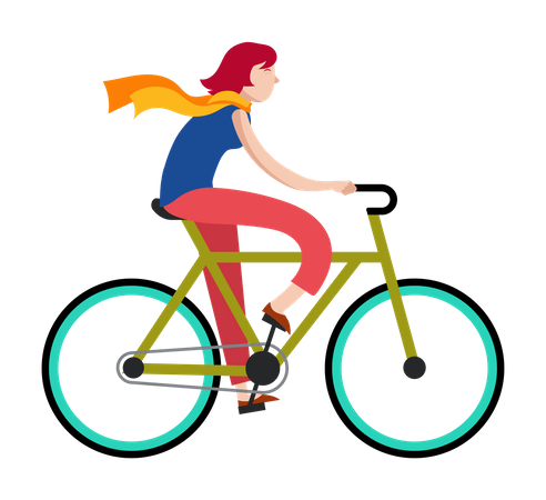 Female riding on bicycle  Illustration