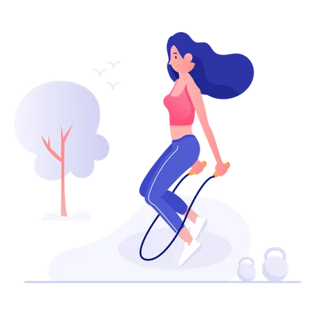 Female rope jumping  Illustration