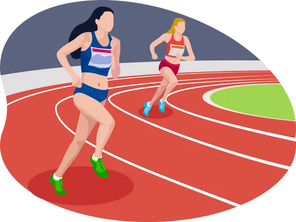 Female runner running in race Illustration