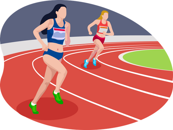 Female runner running in race  Illustration