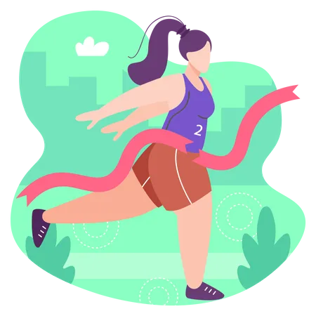 Female runner win race  Illustration