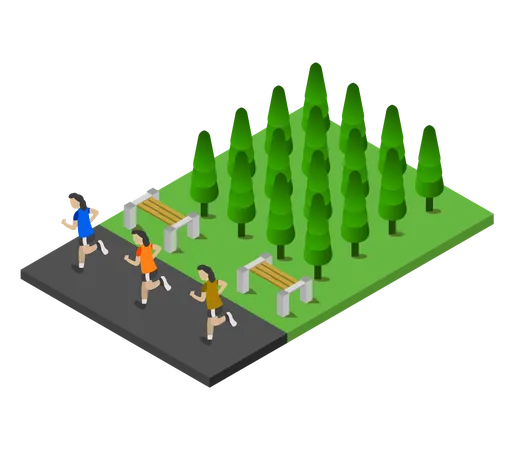 Female runners running in park  Illustration