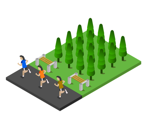 Female runners running in park  Illustration