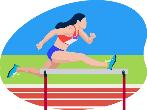 Female running in hurdles race  Illustration